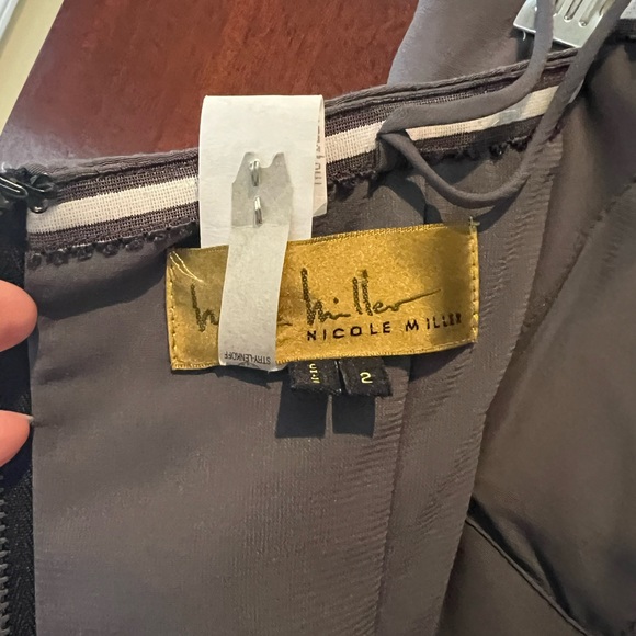 Nikole Miller charcoal grey silk cocktail dress - Picture 4 of 7